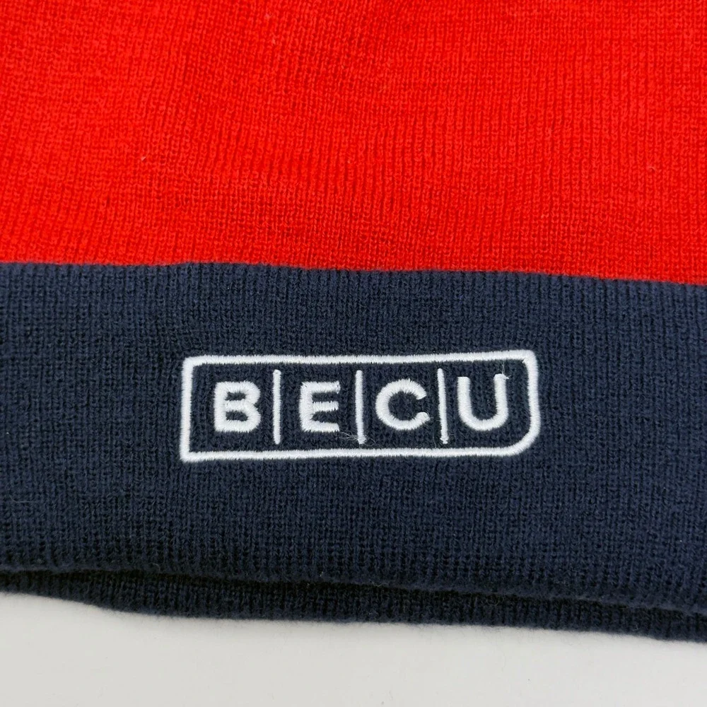 Gonzaga Bulldogs Blue Red Beanie w/ Pom Stocking Cap Hat BECU Boeing Promo‎ EUC